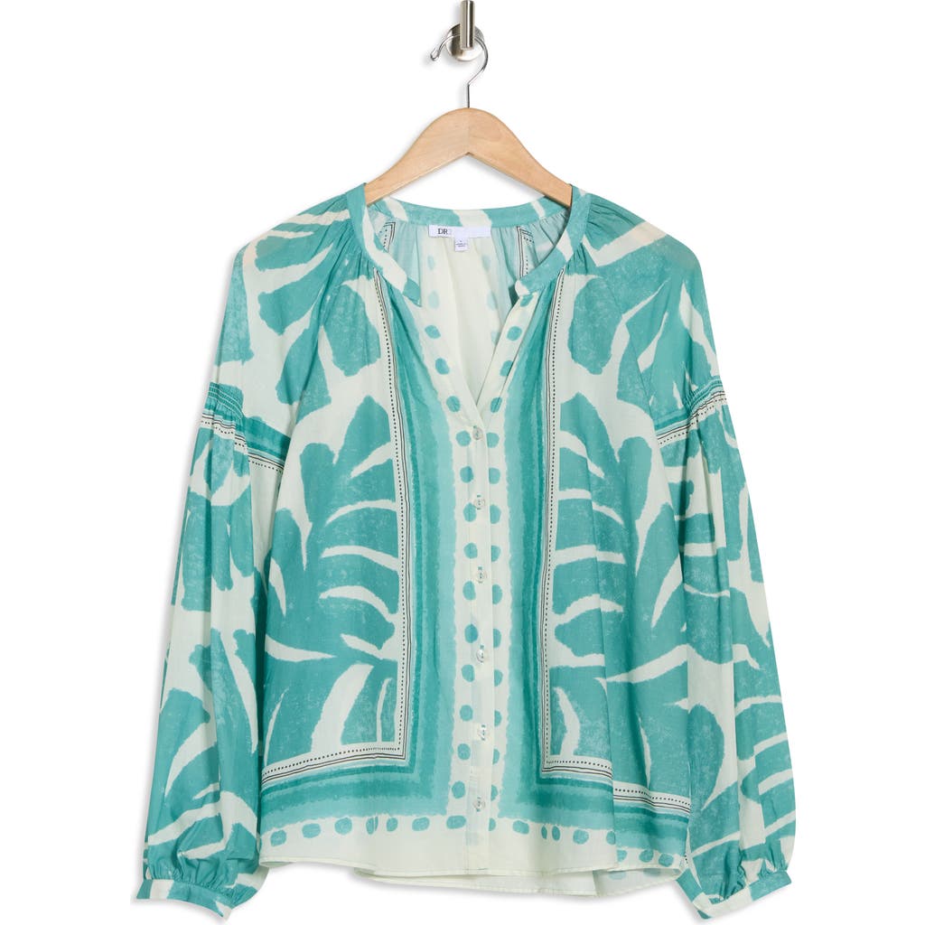 Dr2 By Daniel Rainn Long Sleeve Cotton Top In Blue