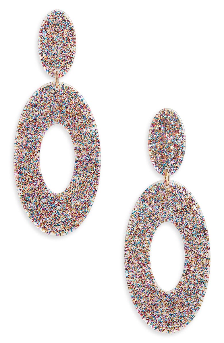 BP. Sparkle Resin Drop Earrings, Main, color, 