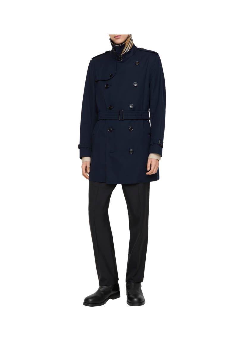 Short Kensington Heritage Trench Coat, Alternate, color, Coal blue