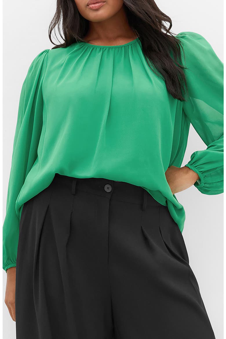Kelly Sheer Sleeve Top, Main, color, KELLY GREEN
