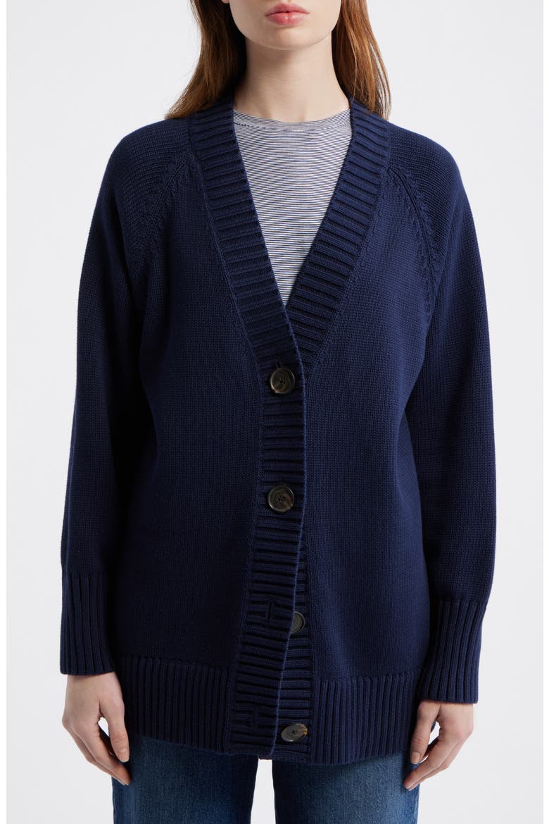 Oversized Cotton Cardigan, Alternate, color, MIDNIGHT NAVY