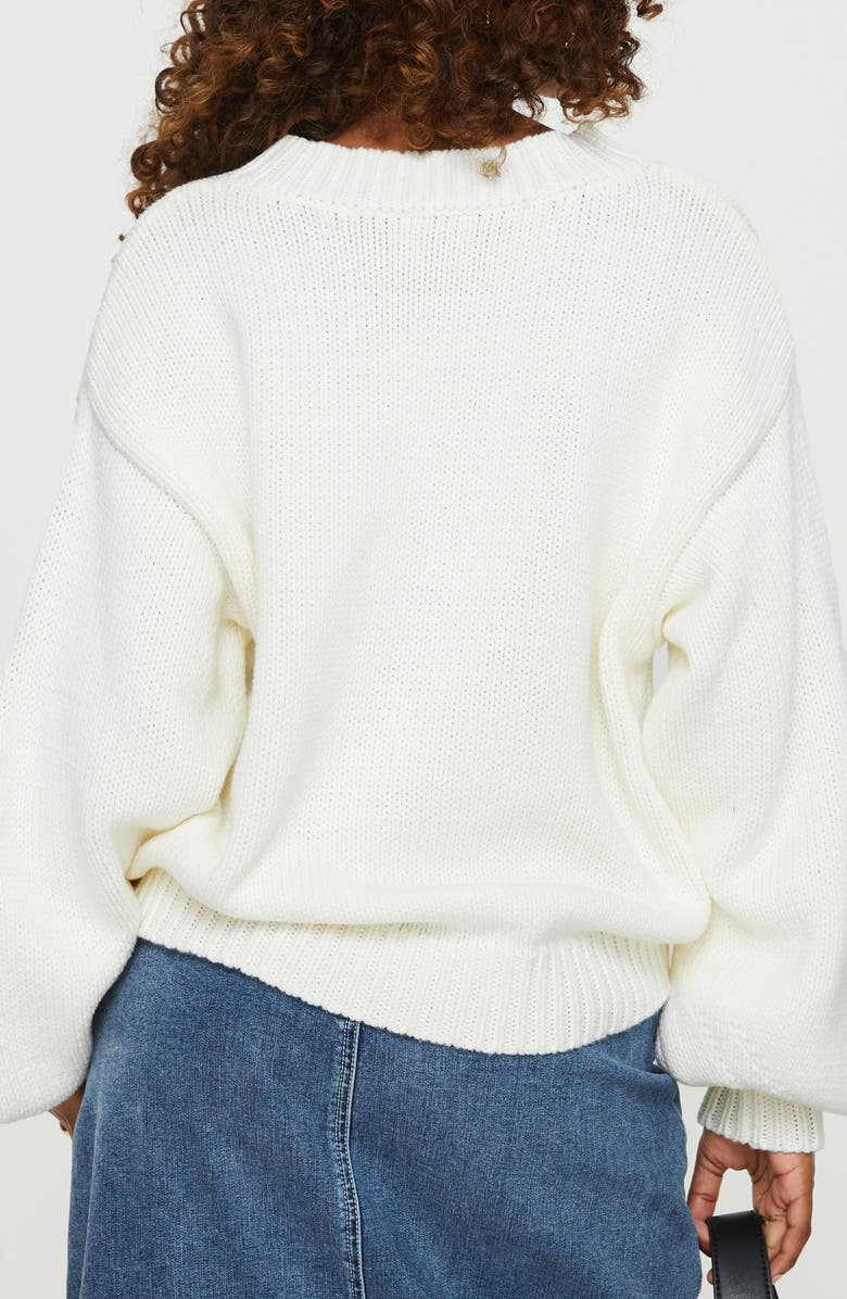 Princess Polly Harmony Balloon Sleeve Sweater, Alternate, color, White