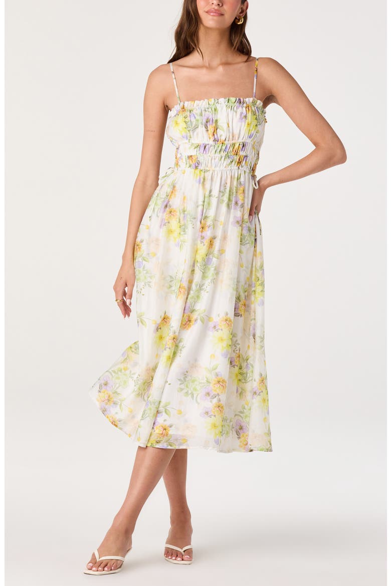 Maren Floral Print A-Line Dress, Main, color, WHITE MULTI FLORAL