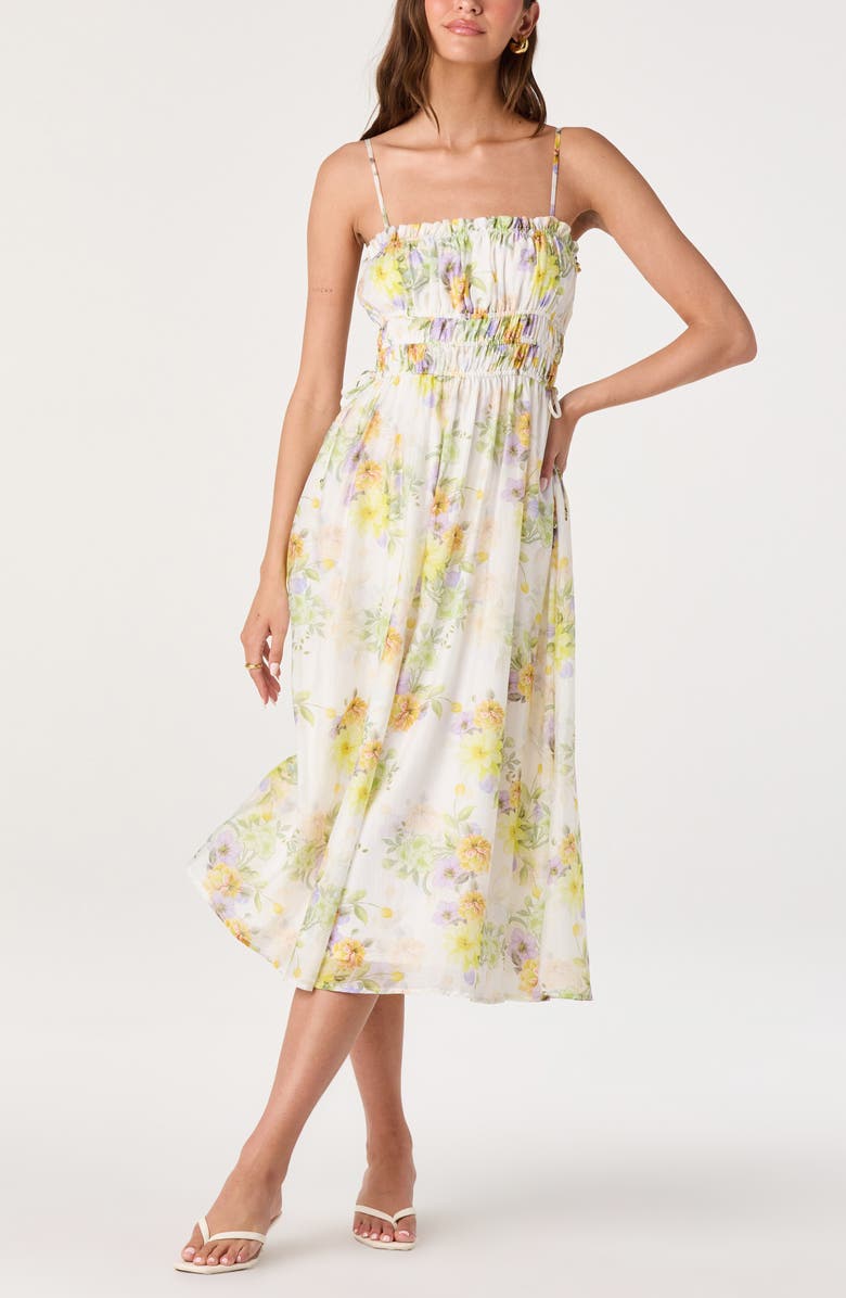 ASTR the Label Maren Floral Print A-Line Dress, Main, color, White Multi Floral