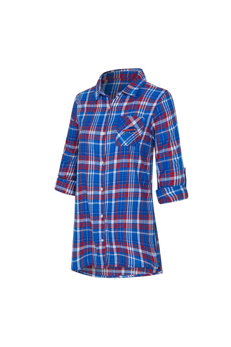 Women's Concepts Sport Royal Buffalo Bills Laney Plaid Tri-Blend Full-Button Nightshirt, Alternate, color, Royal