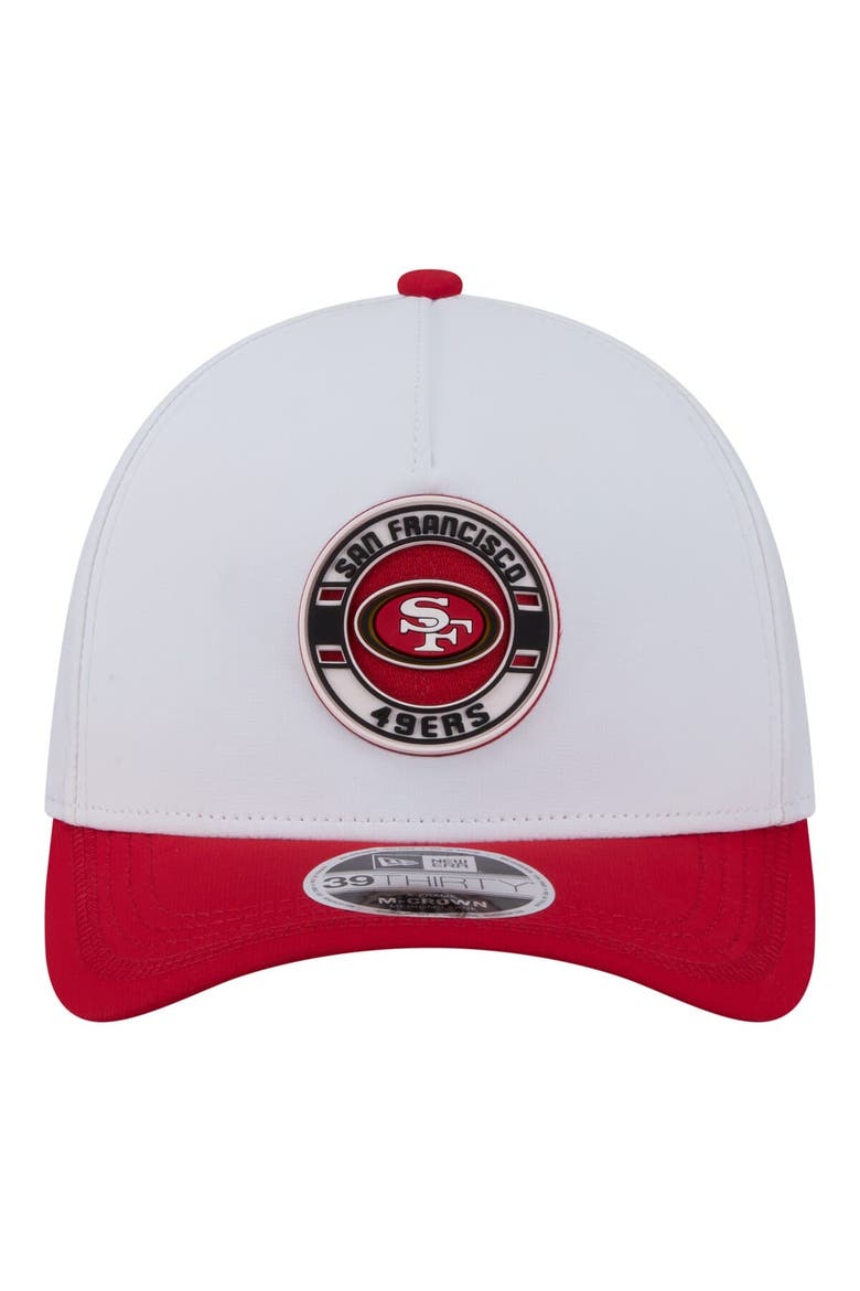 Men's New Era White/Scarlet San Francisco 49ers Patch 39THIRTY A-Frame M-Crown Perforated Flex Hat, Alternate, color, White