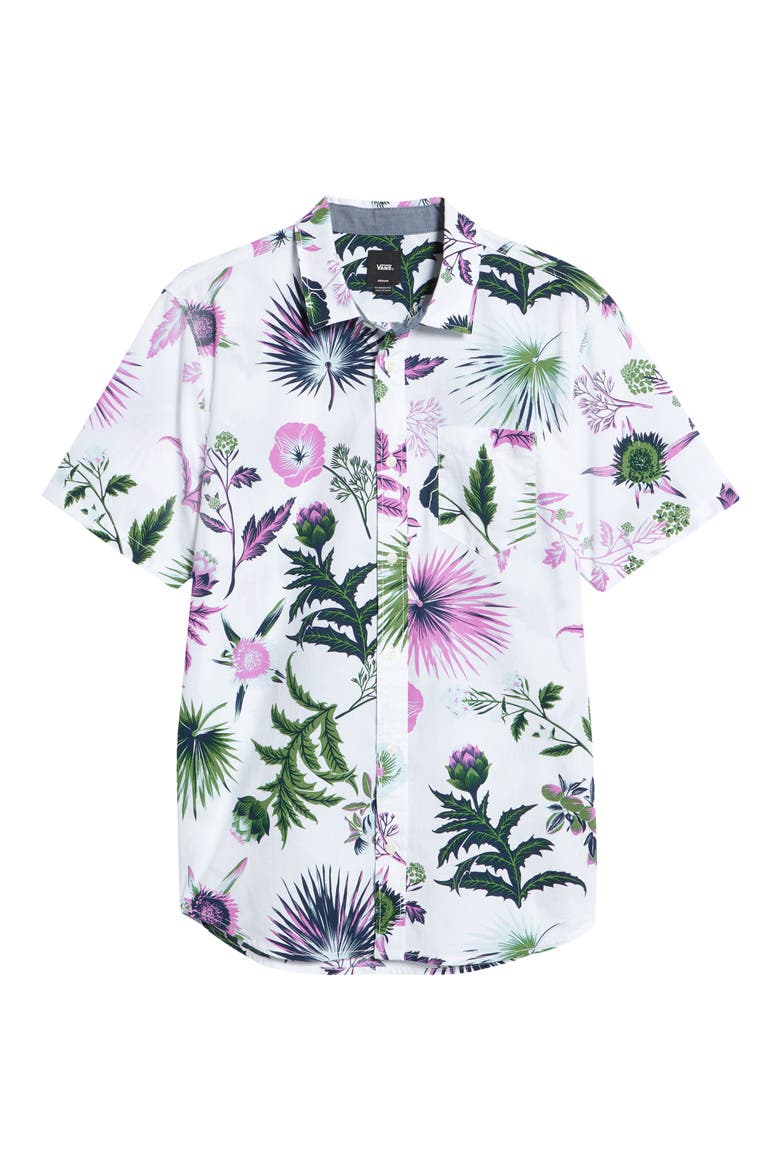 Califas Floral Short Sleeve Button-Up Shirt, Alternate, color, CALIFAS-WHITE