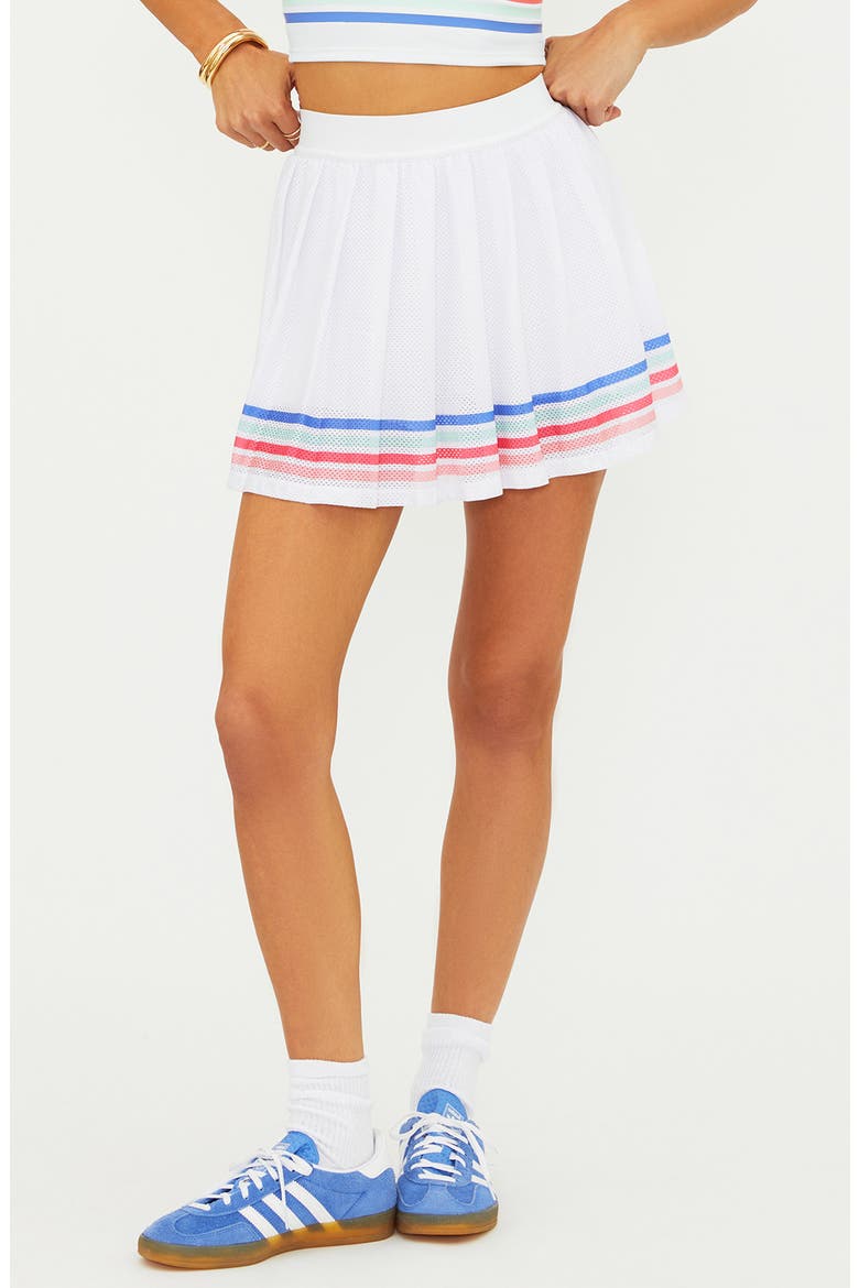 Irina Pleated Tennis Skort, Main, color, BRIGHT WHITE HORIZON