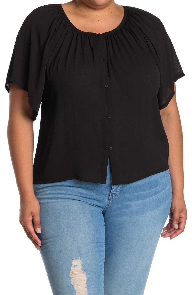 French Connection Clar Flutter Sleeve Blouse, Main, color,