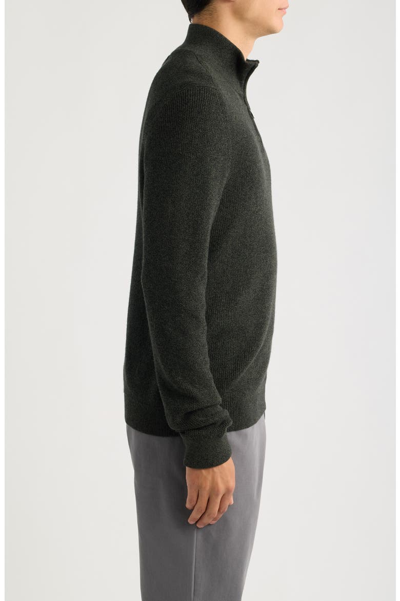 Cotton & Cashmere Quarter Zip Sweater, Alternate, color, GREEN ROSIN MARL