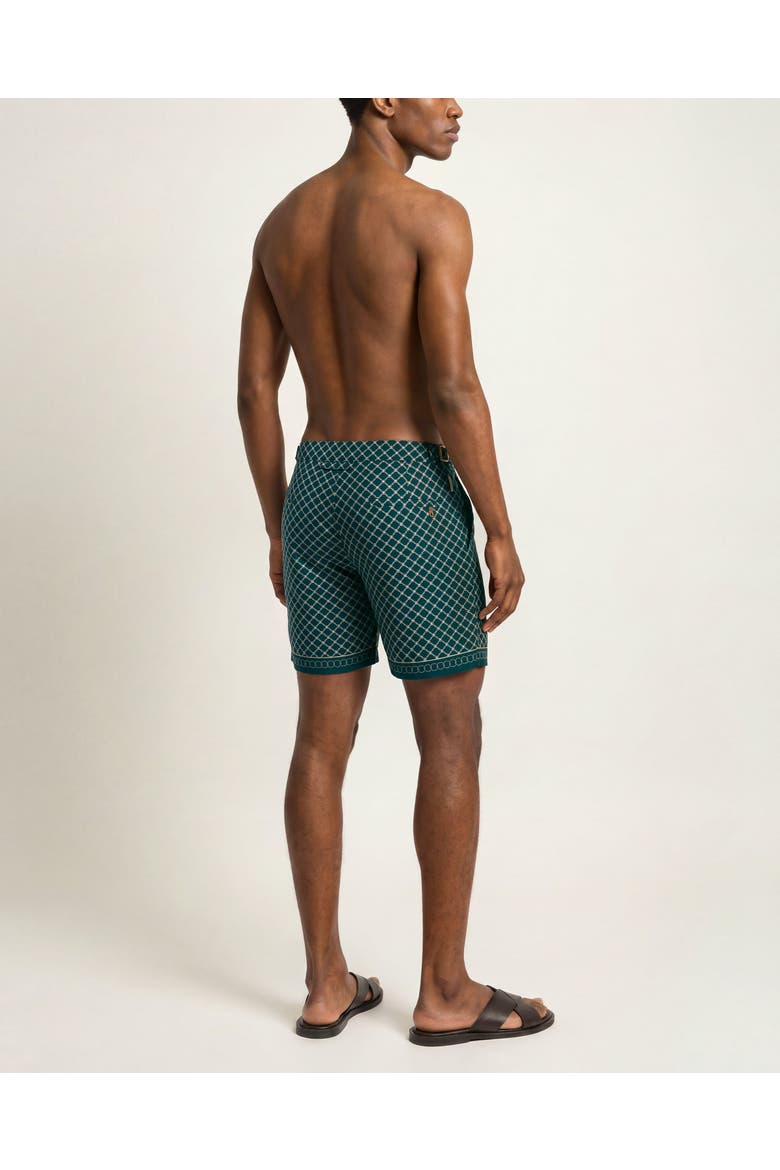Bulldog Mid-Length Printed Border Swim Shorts, Alternate, color, LARIO GREEN