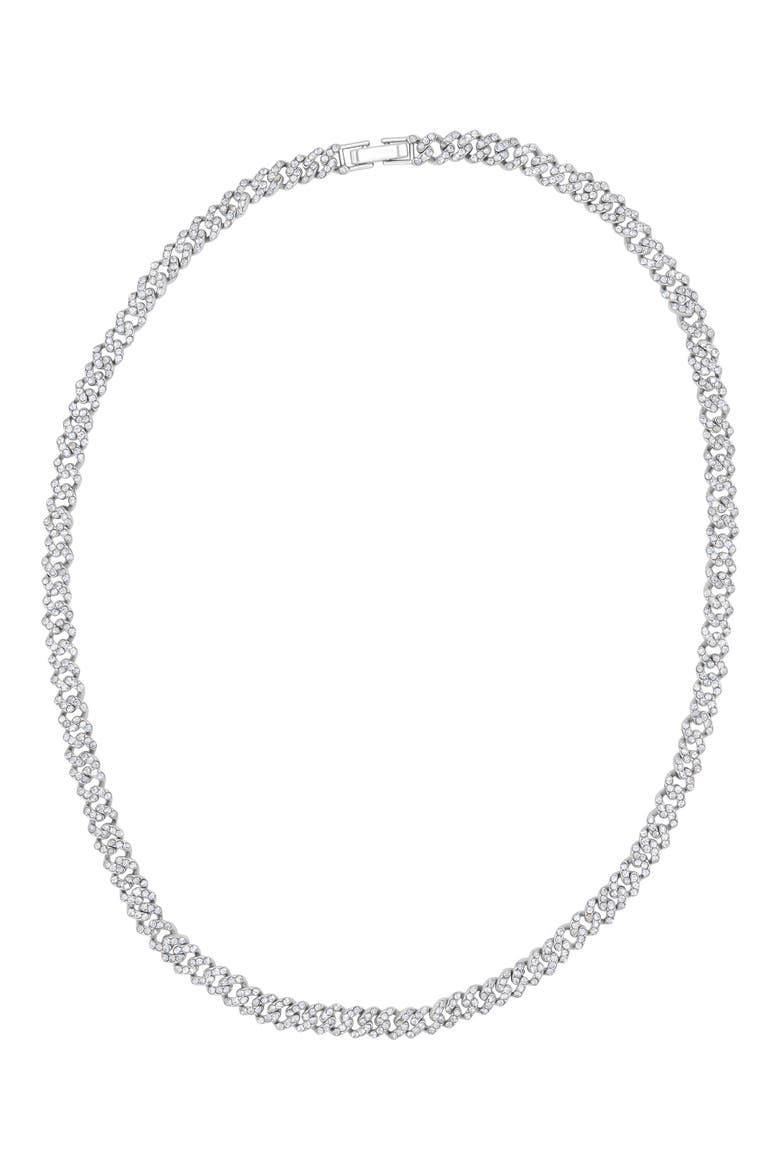 Crystal Curb Chain Necklace, Alternate, color, SILVER