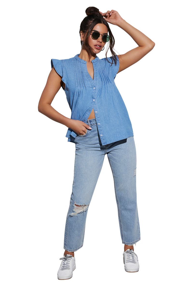 VICI Collection Ajay Short Sleeve Denim Button-Up Shirt, Alternate, color, 