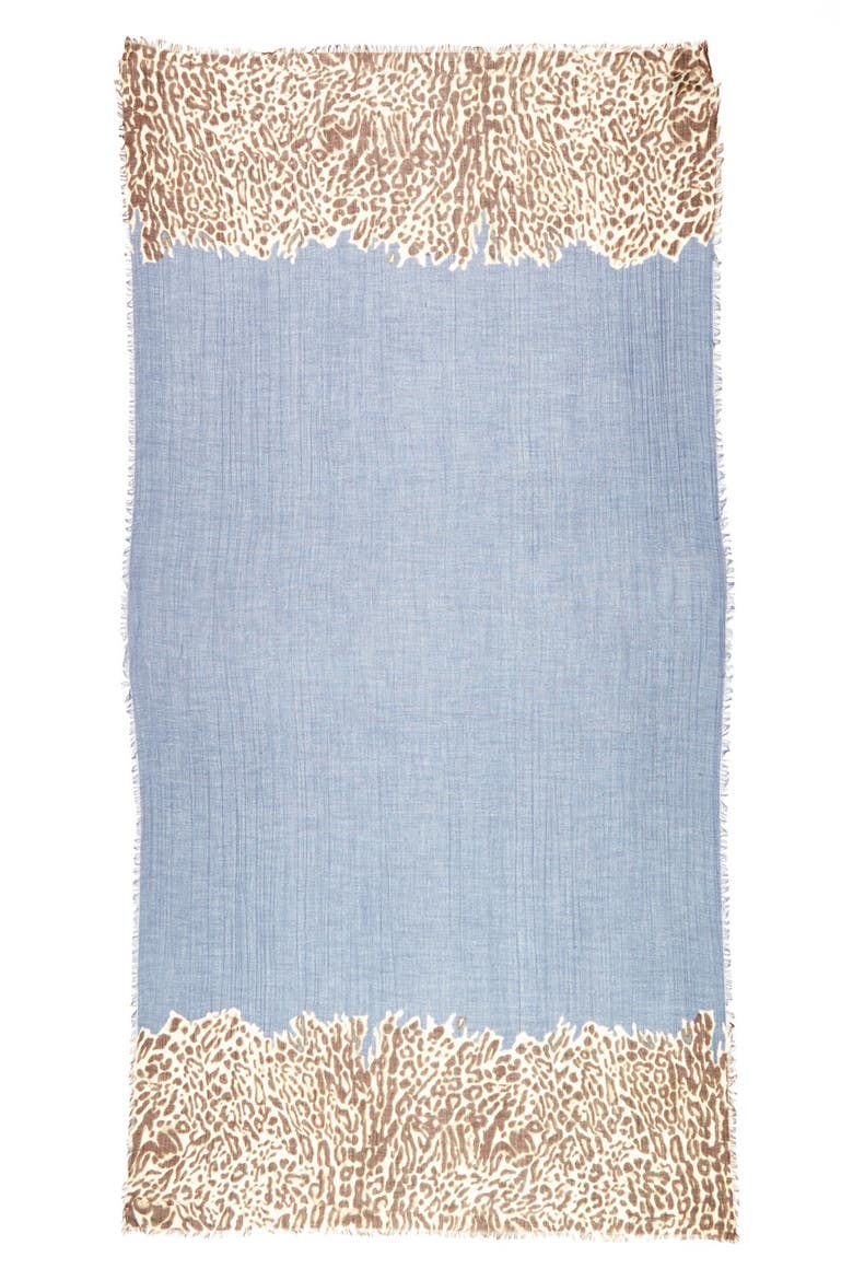 Leopard Print Scarf, Alternate, color, ANTIQUE BLUE HEATHER