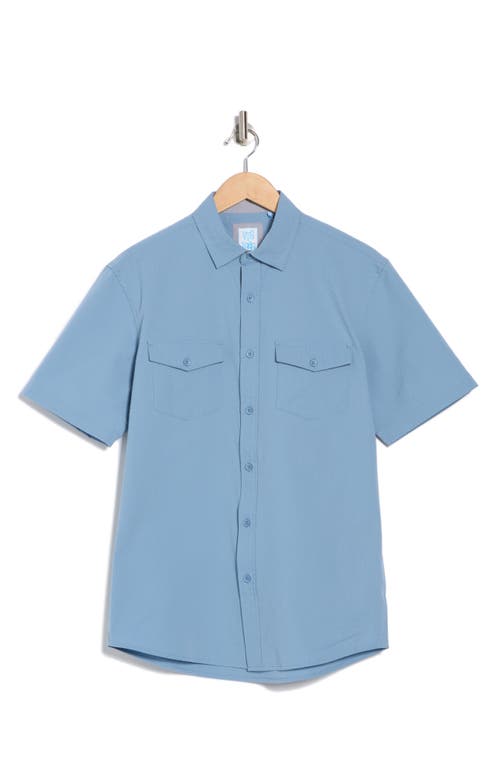 Shop Vintage 1946 Hybrid Seersucker Short Sleeve Button-down Shirt In Denim
