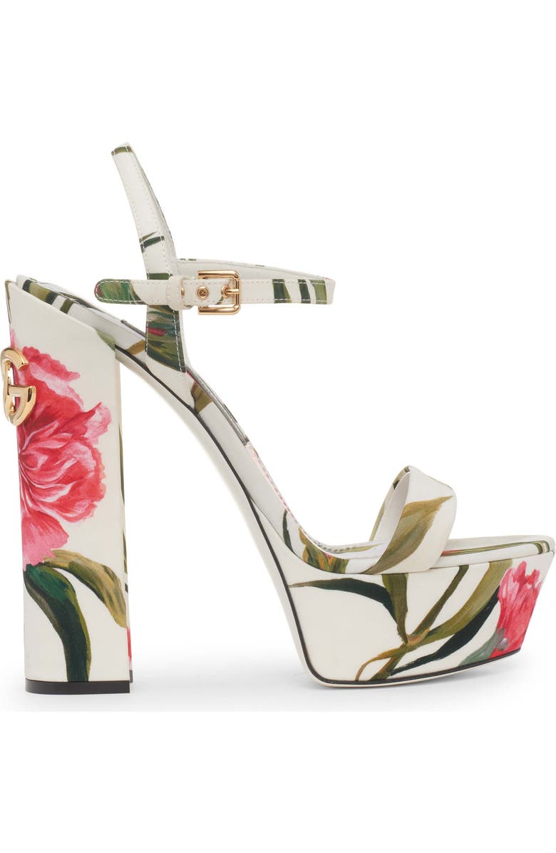Dolce&Gabbana Keira Floral Block Heel Platform Sandal, Alternate, color, Garofani New F.bco