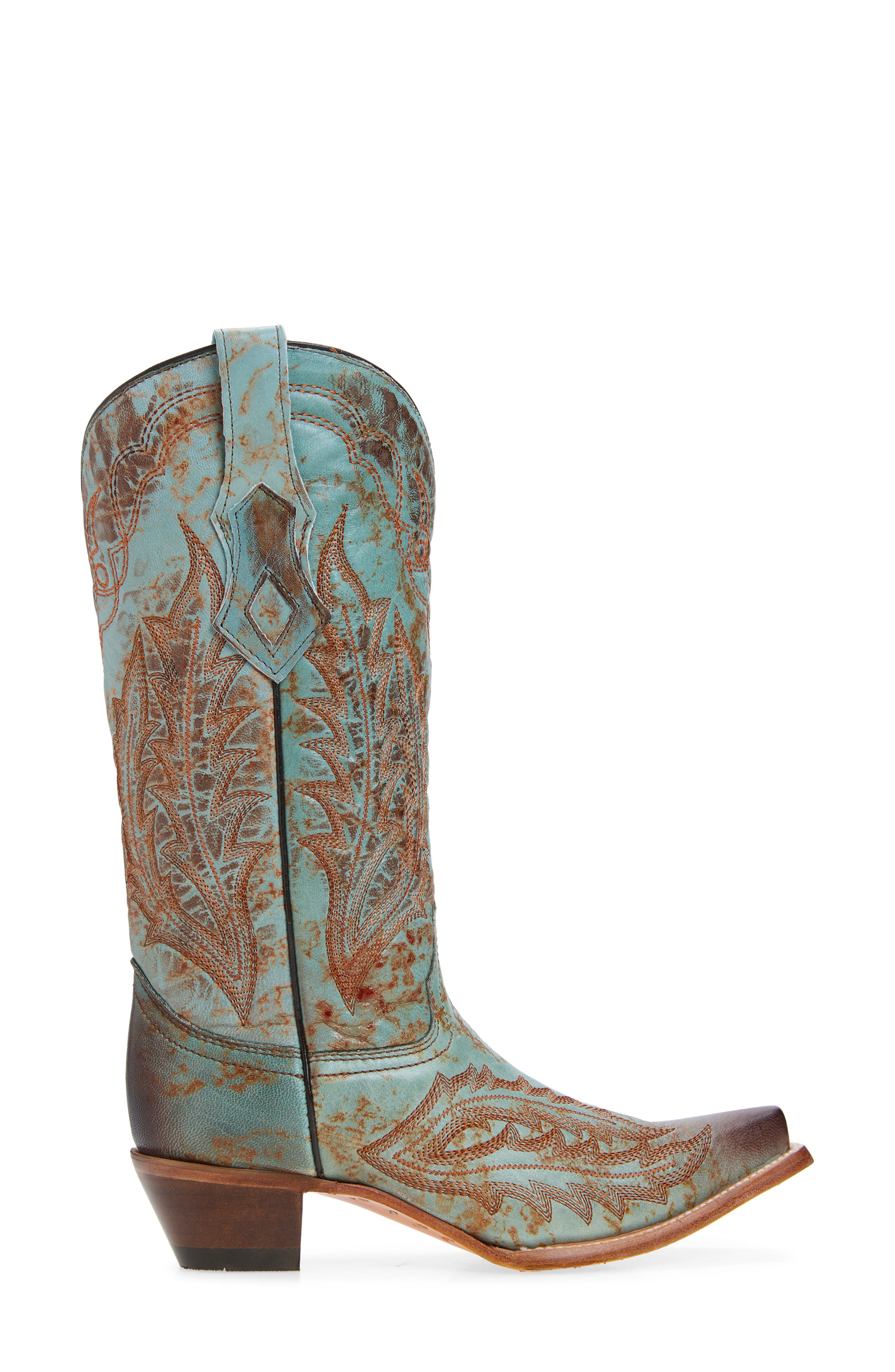 CORRAL Embroidered Mid Calf Western Boot, Alternate, color, Green
