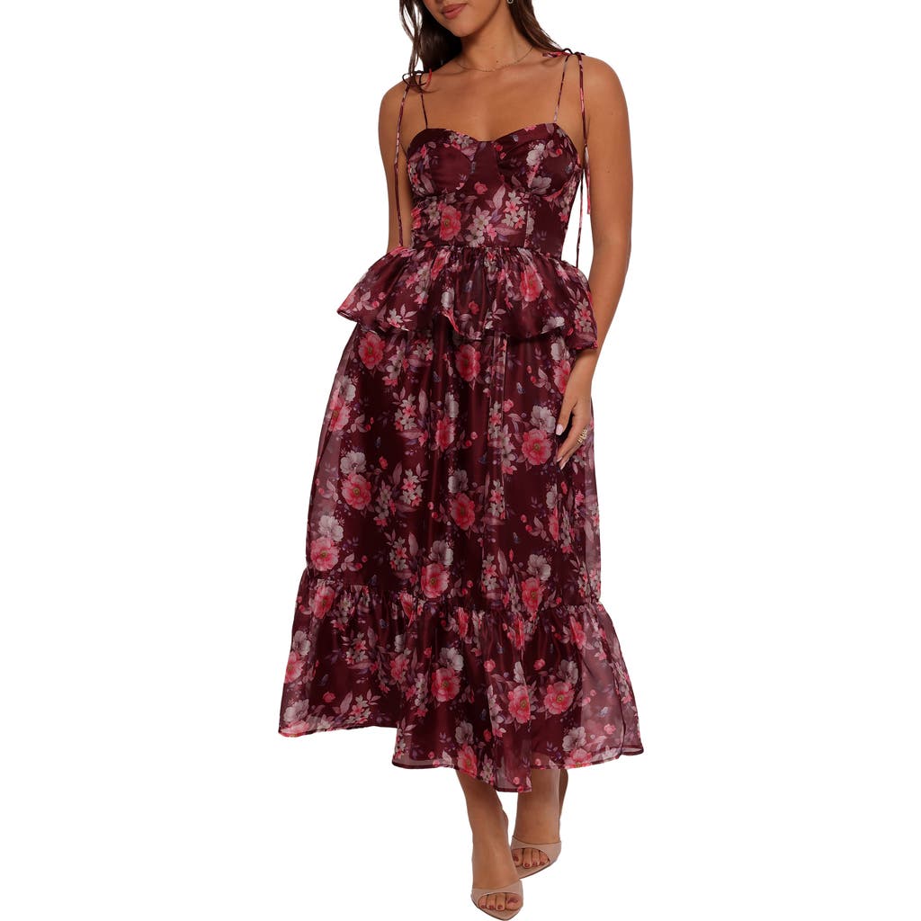Petal And Pup Petal & Pup Mazy Floral Peplum Tiered Maxi Dress In Pink