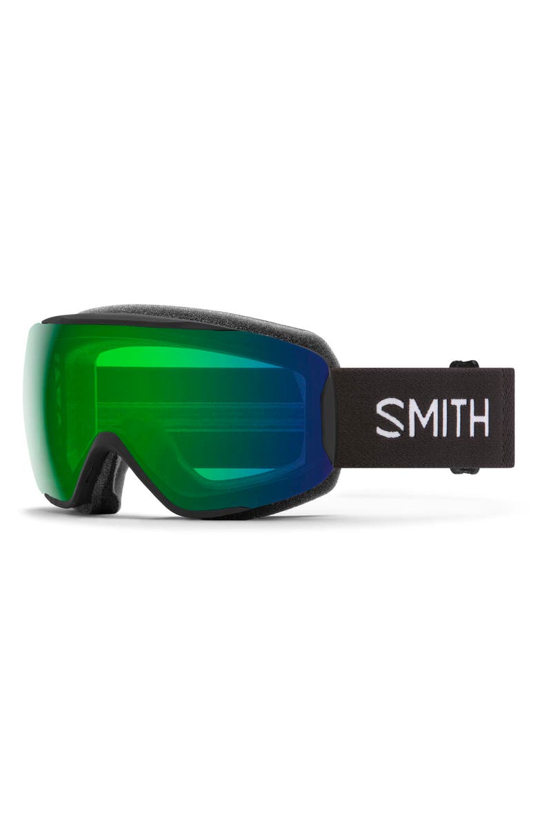 Smith Moment 192mm ChromaPop<sup>™</sup> Low Bridge Snow Goggles, Main, color, Black / Chromapop Green