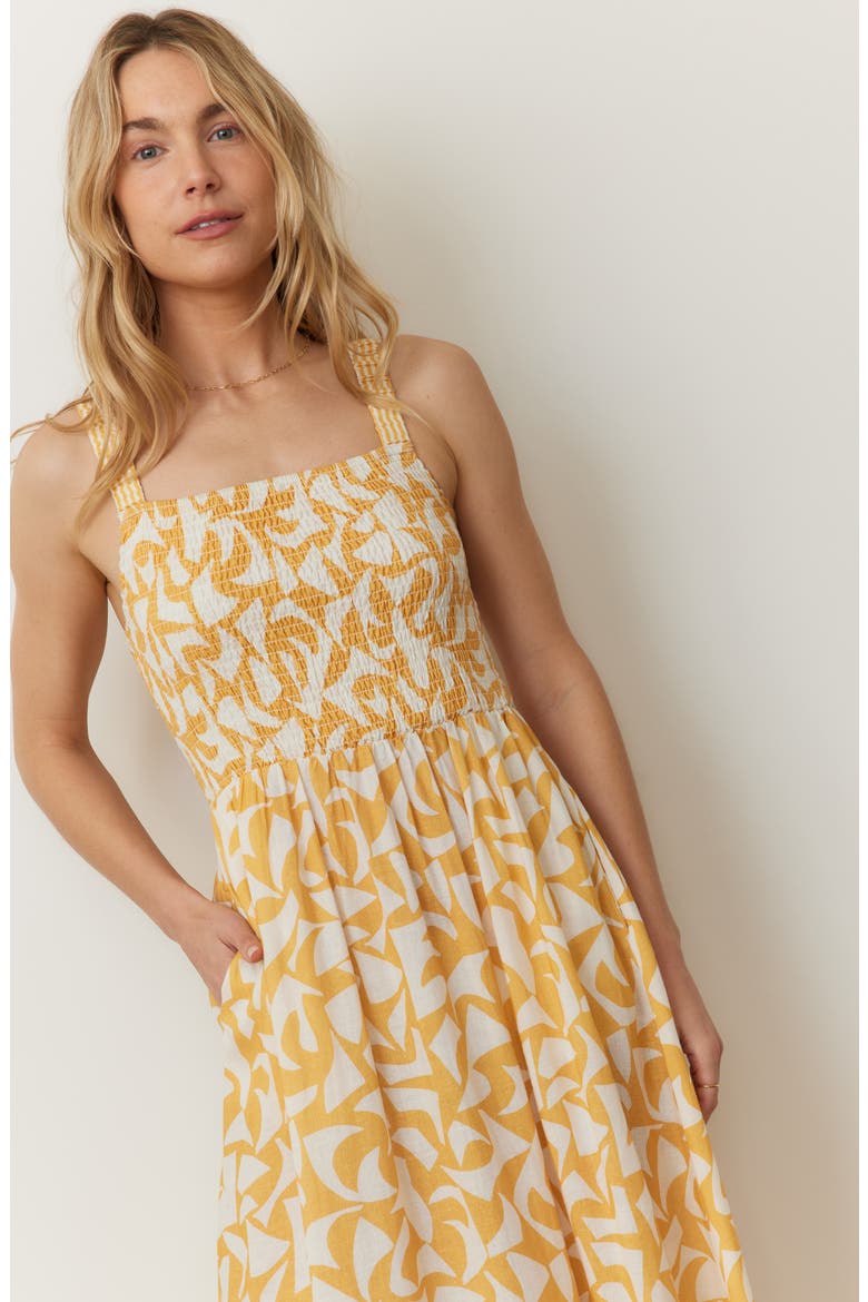 Selene Geo Print Smocked Tiered Maxi Sundress, Alternate, color, MARIGO GEO