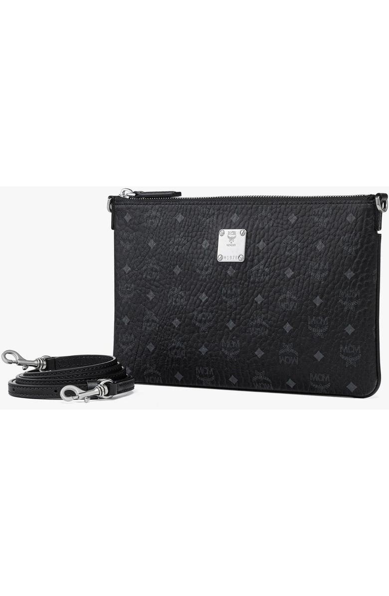 MCM Aren Crossbody Pouch in Visetos, Alternate, color, Black