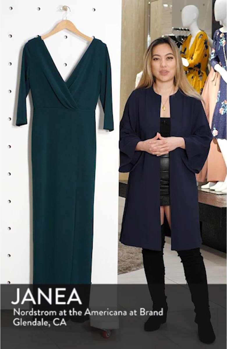 Surplice Stretch Crepe Trumpet Gown, sales video thumbnail