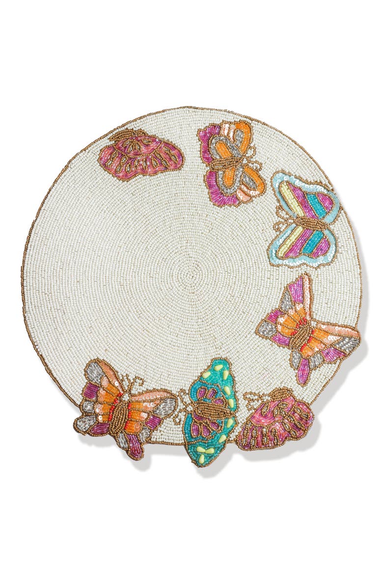 The Flutter Garden Beaded Charger, Main, color, WHITE