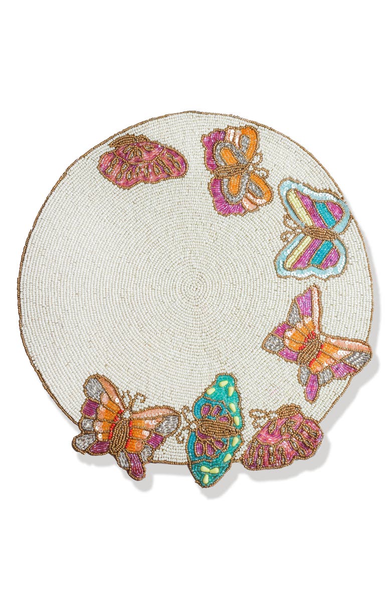 Tiramisu The Flutter Garden Beaded Charger, Main, color, White