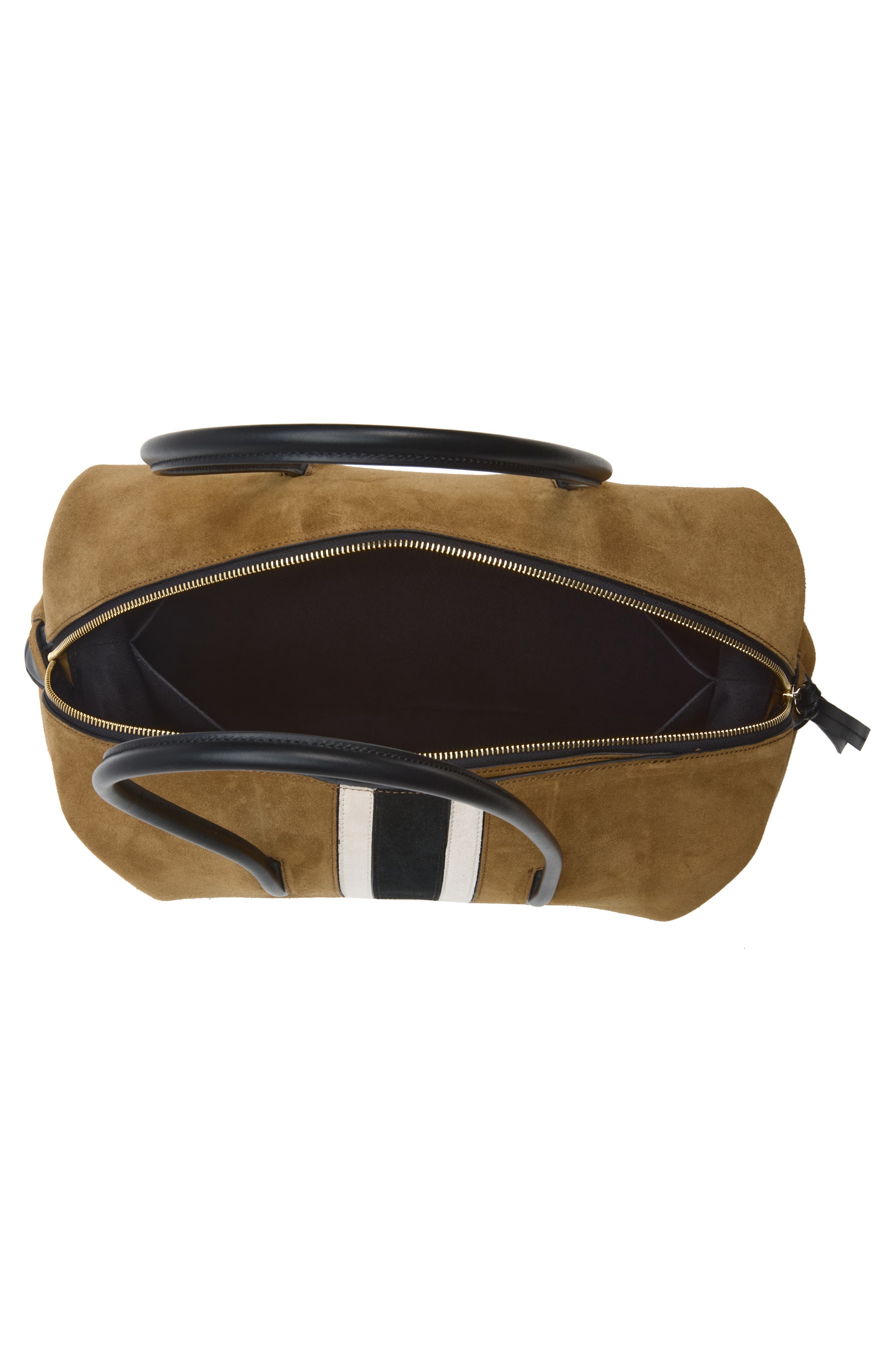 The Stockholm Suede Shoulder Bag, Alternate, color, TOBACCO/ CHALK/ BLACK