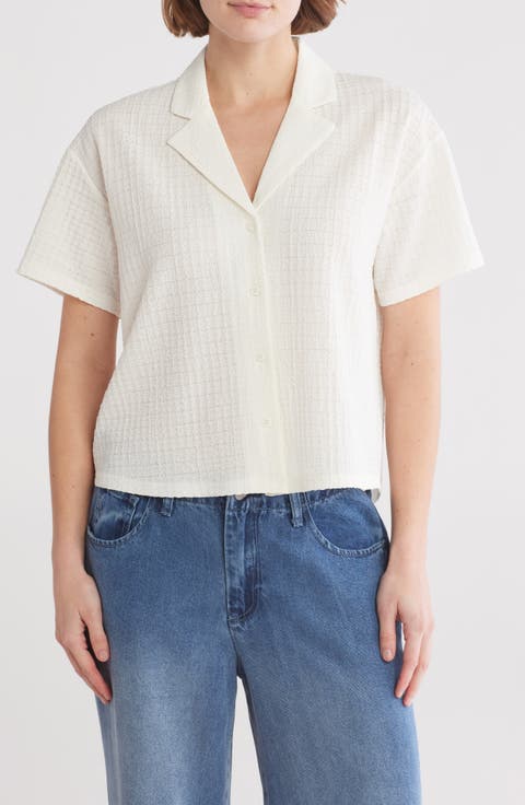 Short Sleeve Knit Button-Up Shirt