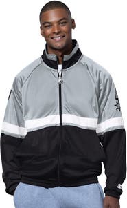 STARTER Men's Starter Black/White San Antonio Spurs The Veteran Tricot Track Raglan Full-Zip Jacket