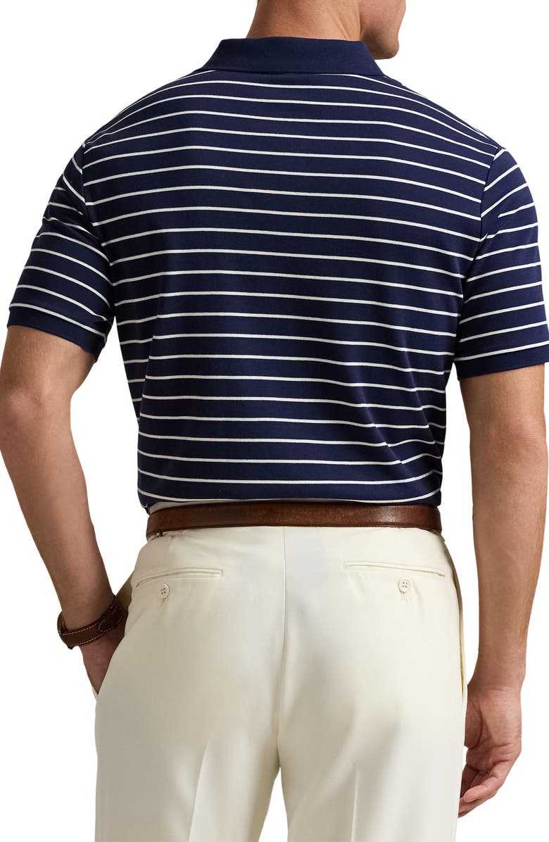 Polo Ralph Lauren Stripe Cotton Interlock Polo, Alternate, color, Refined Navy/ White