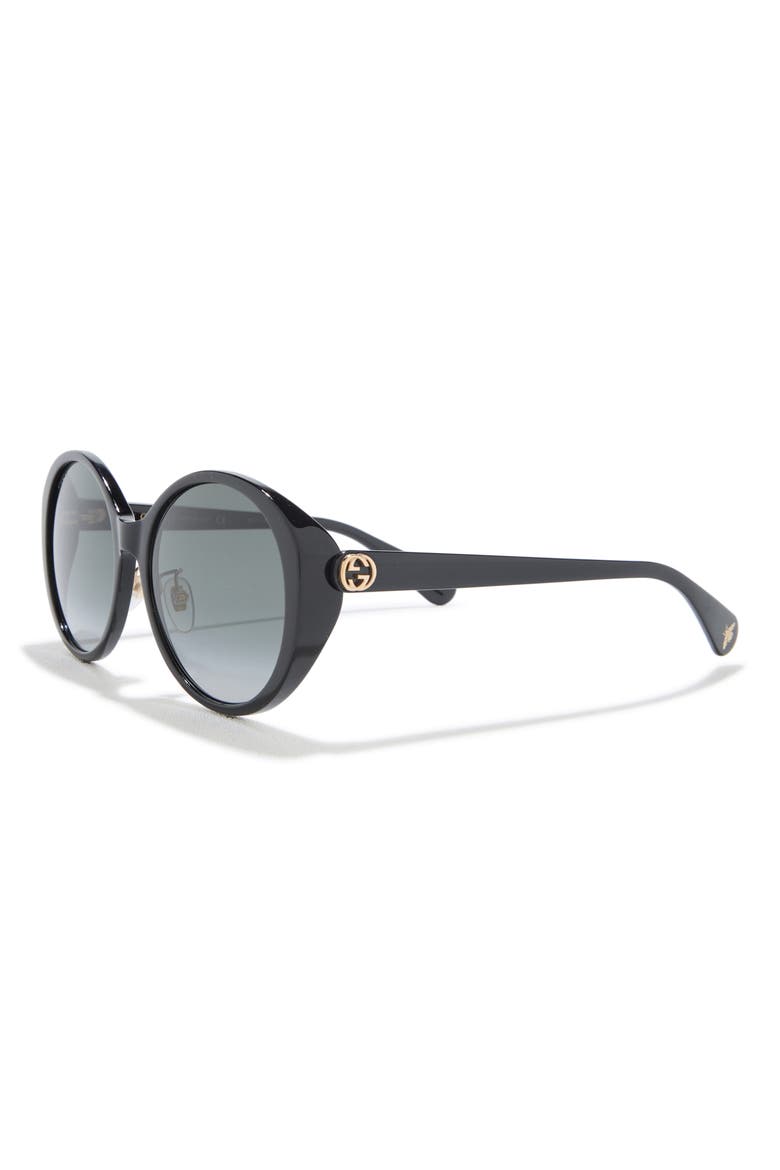 56mm Gradient Round Sunglasses, Alternate, color, BLACK BLACK GREY