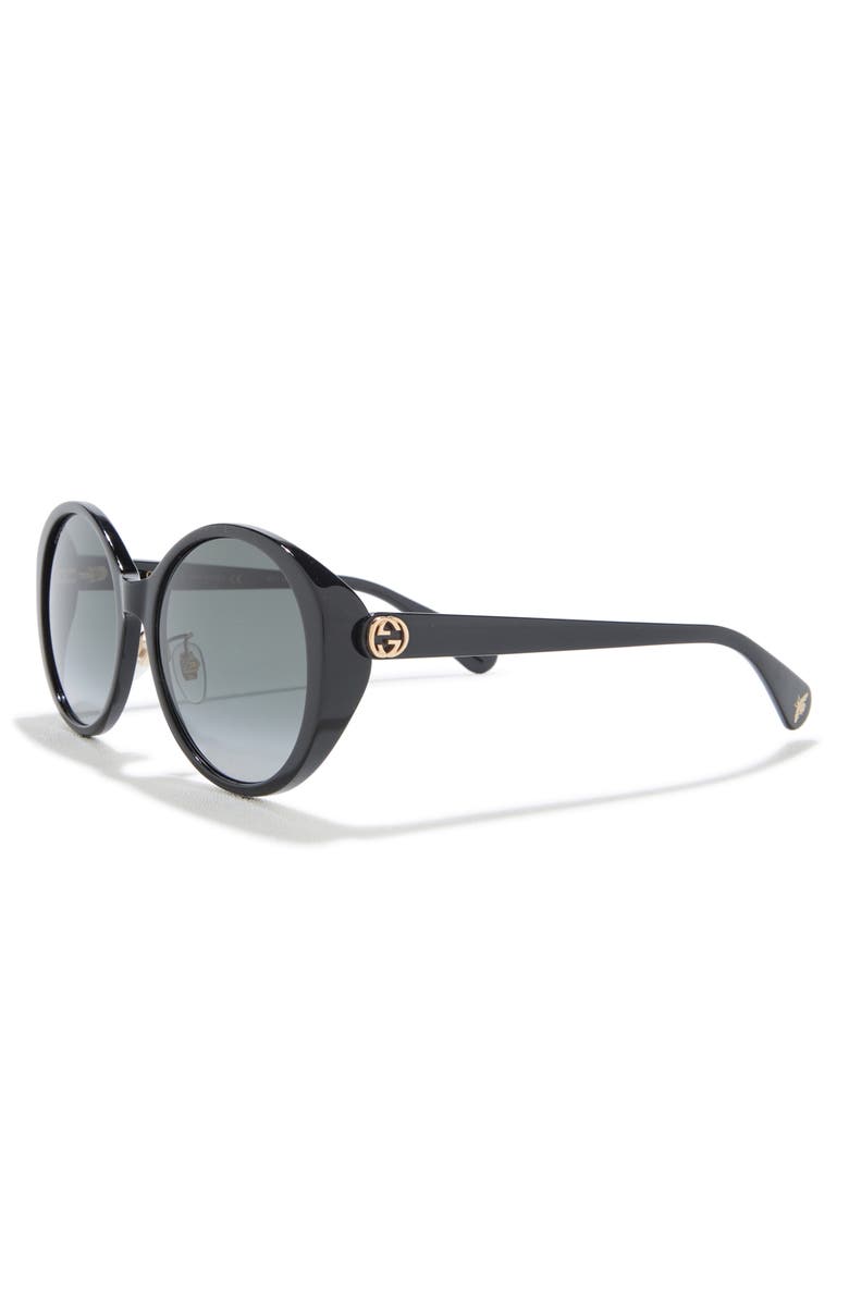Gucci 56mm Gradient Round Sunglasses, Alternate, color, Black Black Grey