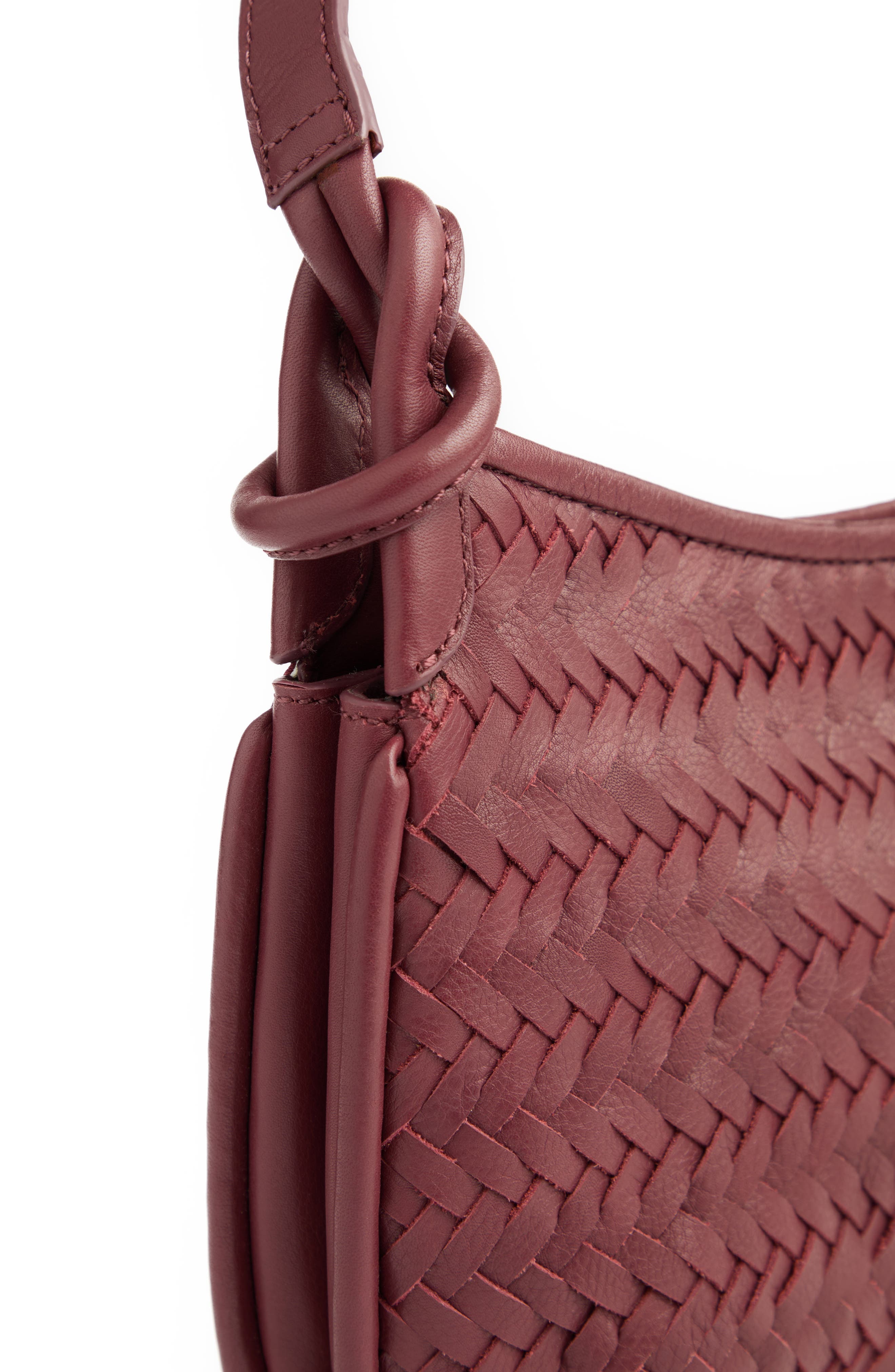 LK Bennett Harley Woven Leather Crossbody Bag, Alternate, color, Burgundy