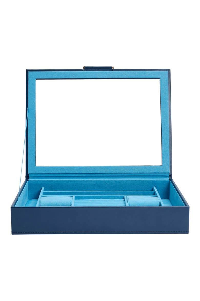 Sophia Jewelry Box with Window, Alternate, color, INDIGO