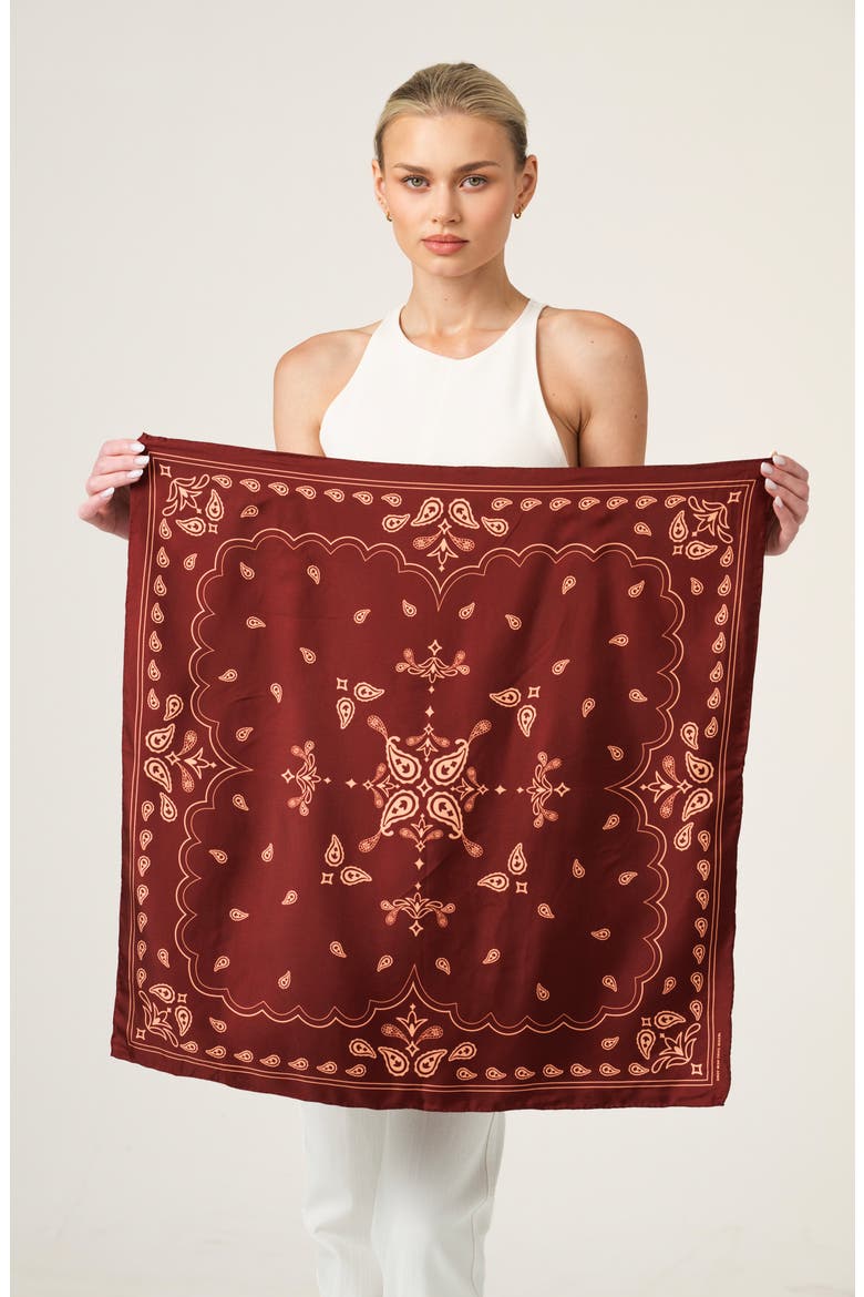 Scarlet Paisley Double Sided Silk Scarf, Alternate, color, Red