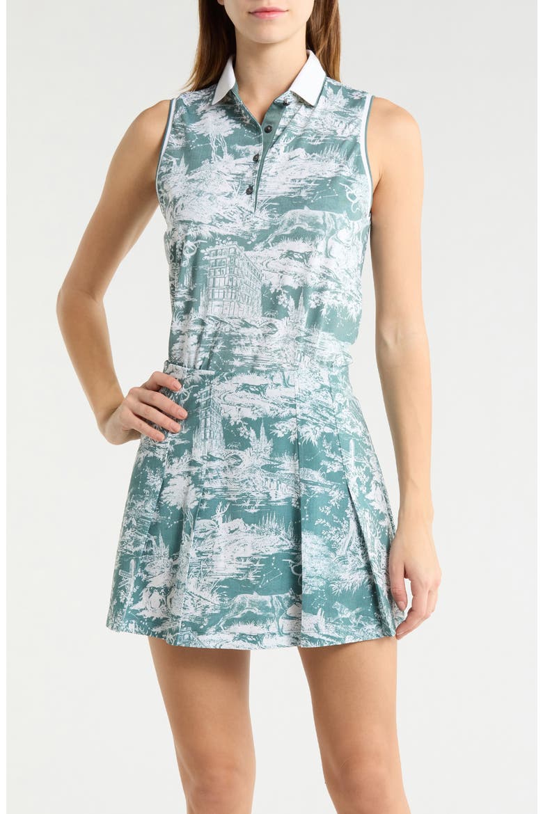 Huntress Toile Print Polo, Main, color, MARSH