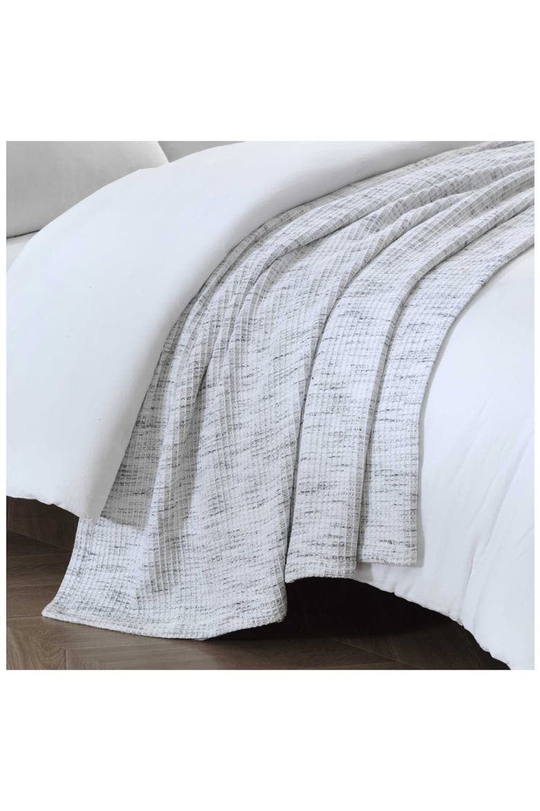 Jaspe Waffle Stitch Blanket, Alternate, color, WHITE/ BLACK
