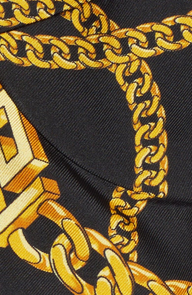 Versace Chain Print Crop Silk Bustier Top, Alternate, color, 