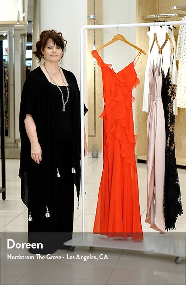 Ruffle Plissé Chiffon Lace-Up Back Maxi Dress, sales video thumbnail