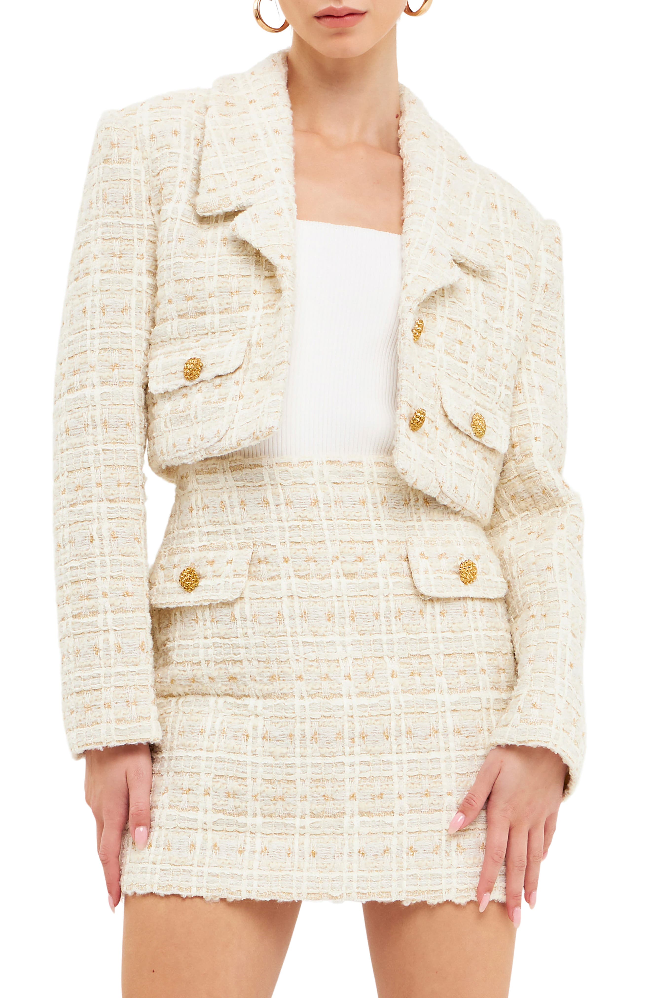Premium Crop Tweed Jacket