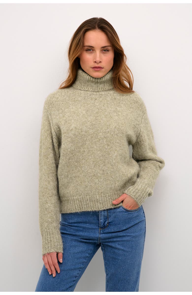 Kaffe KAtrina Rollneck Long Sleeve Pullover, Main, color, Feather Gray Melange