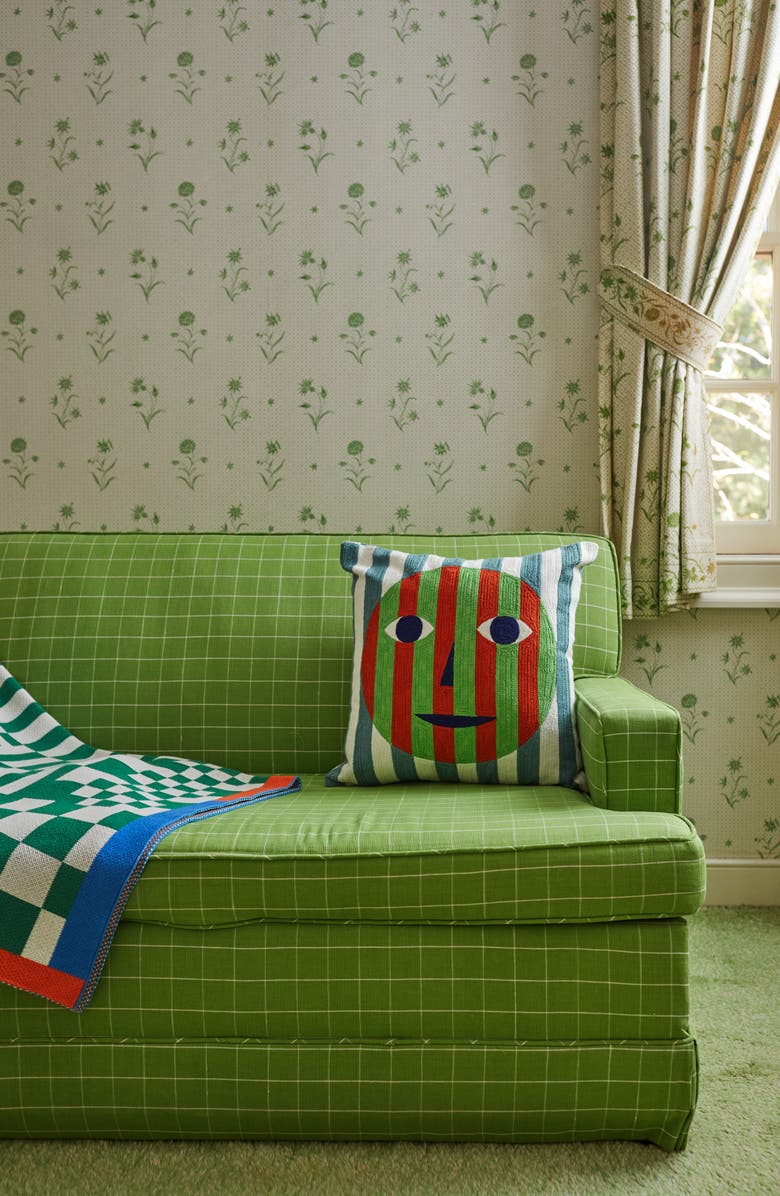 Dusen Dusen Face Embroidered Pillow, Alternate, color, 