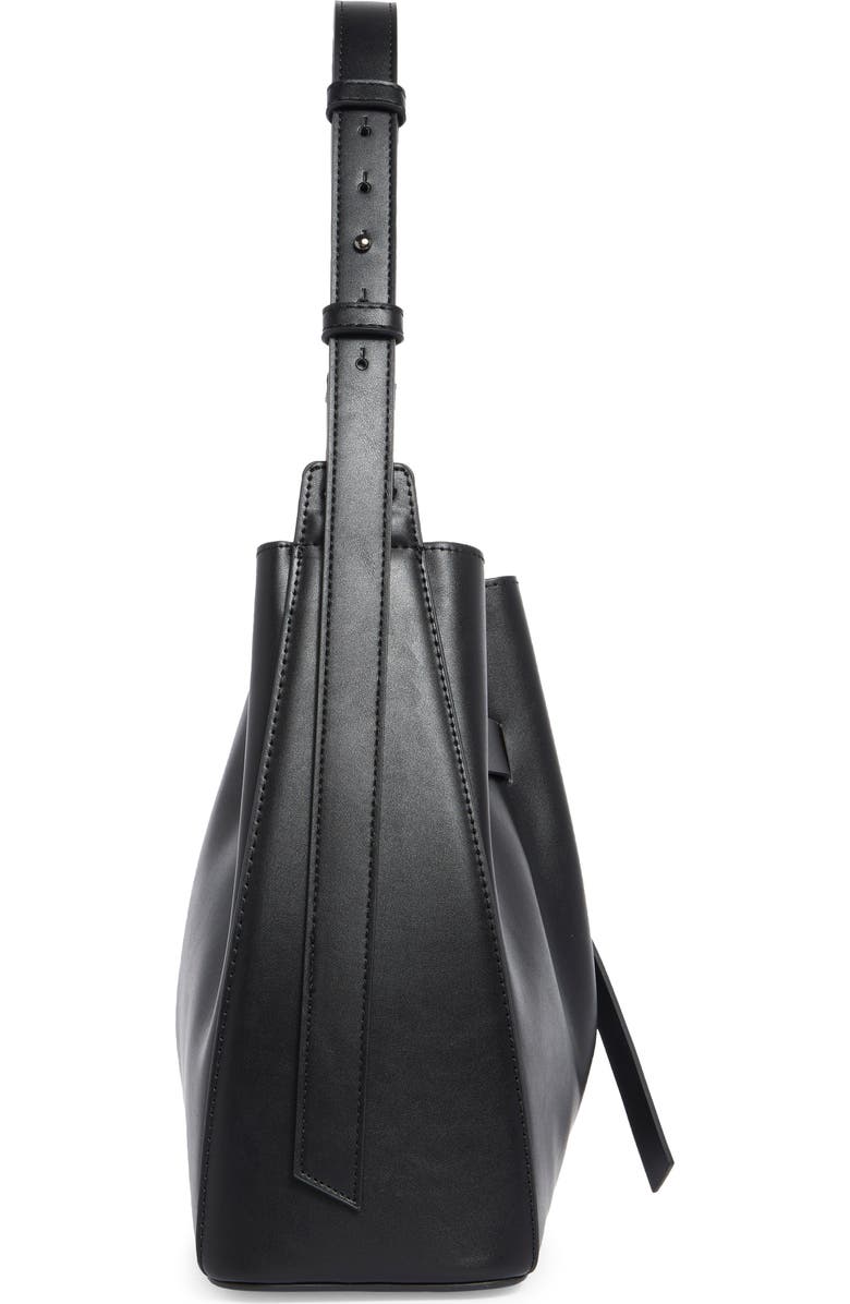 BCBG Knotted Faux Leather Bucket Bag, Alternate, color, Black