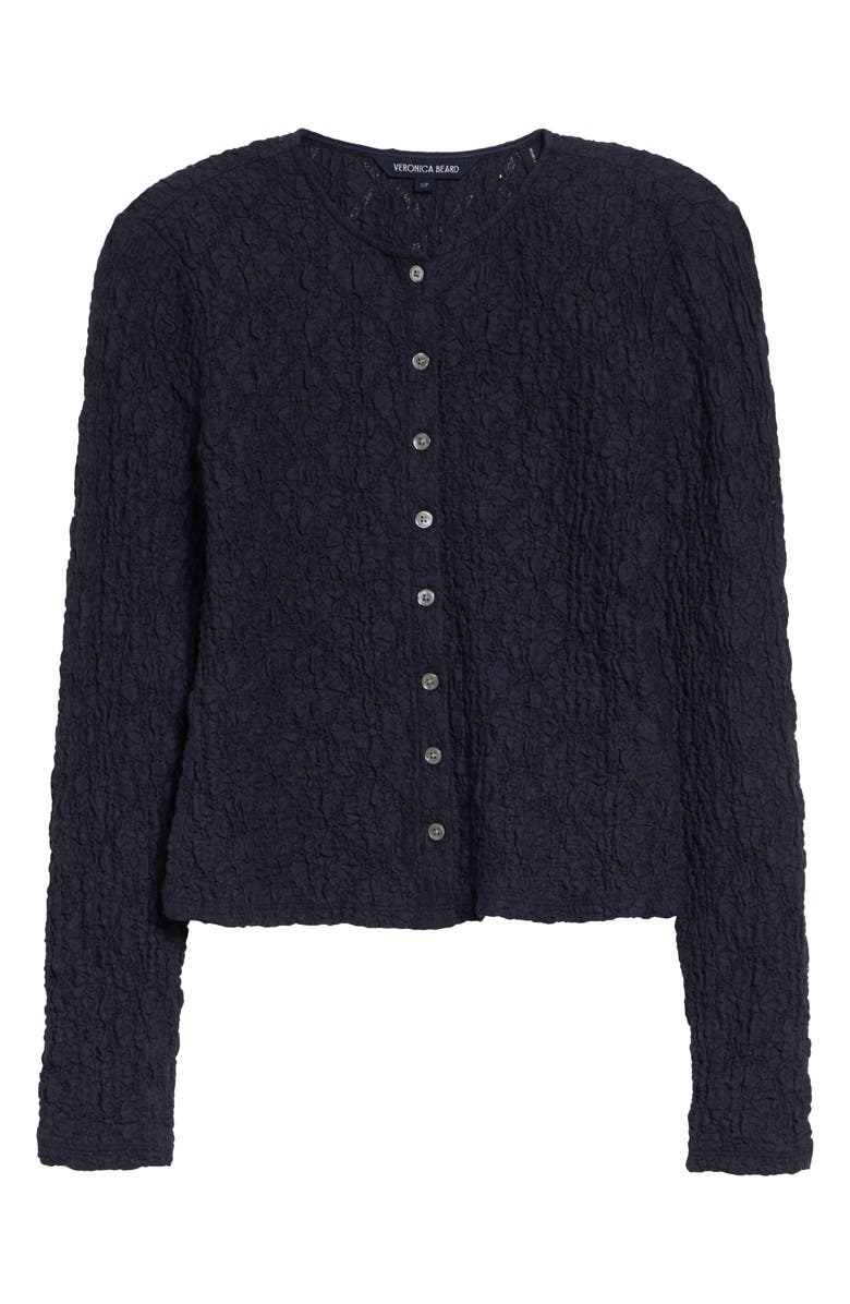 Veronica Beard Gillingham Cotton Blend Stretch Lace Cardigan, Main, color, Navy