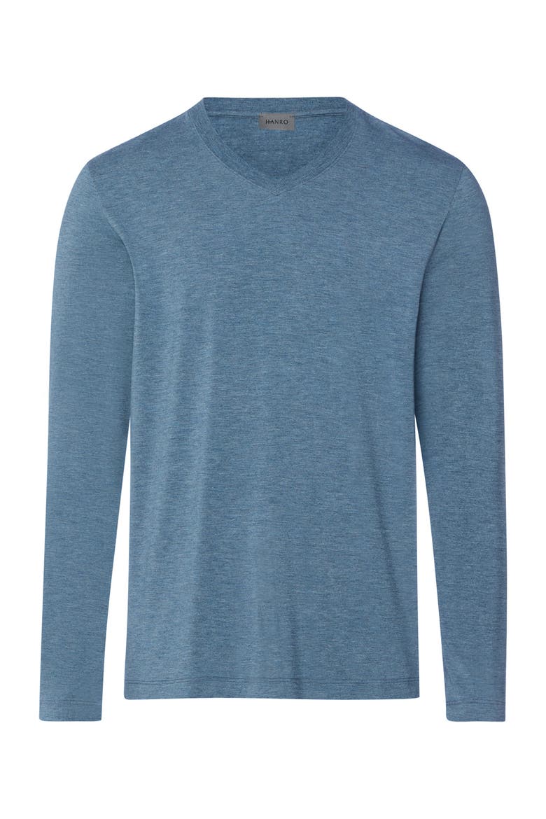 Casuals Long Sleeve V-Neck Top, Main, color, Retro Blue Melange