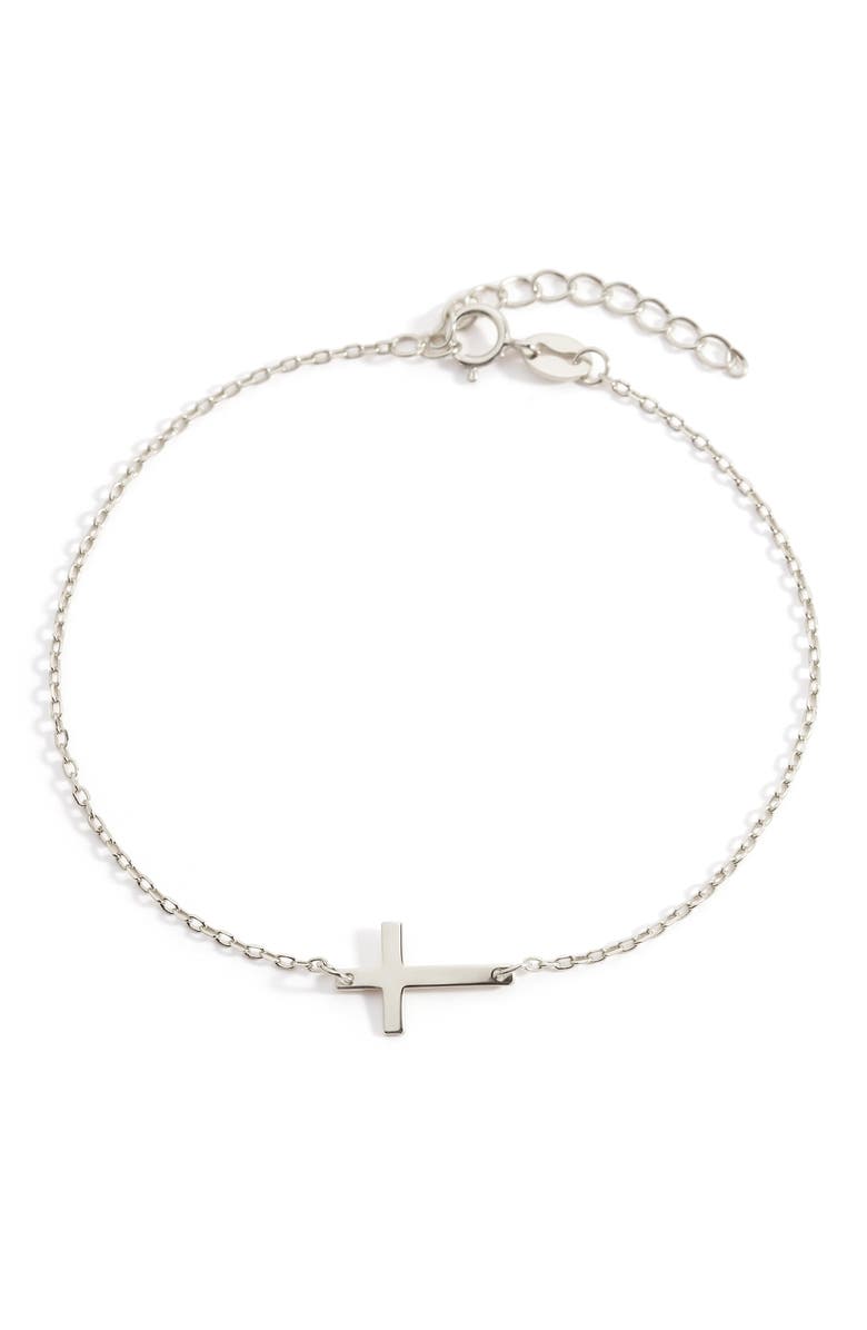 Mint & Lily Cross Charm Bracelet, Main, color, 925 Sterling Silver