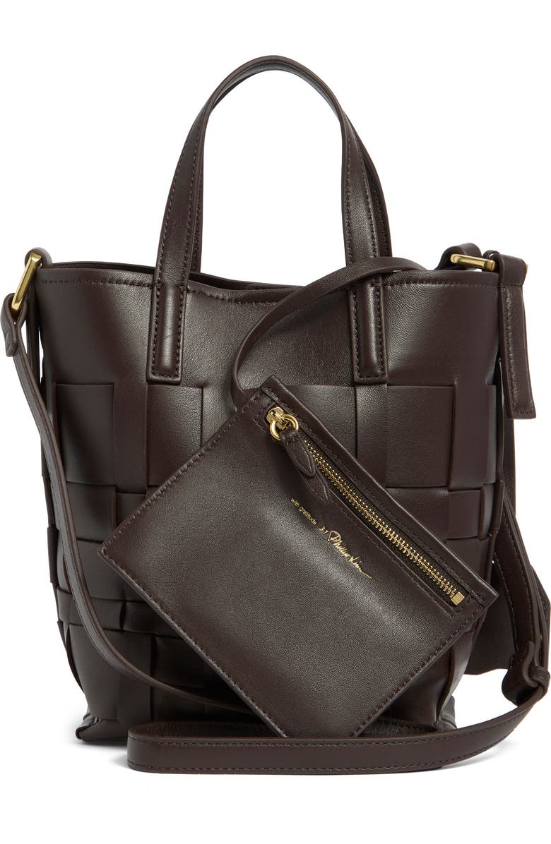 3.1 Phillip Lim Odita Leather Lattice Bucket Bag, Alternate, color, Chocolate