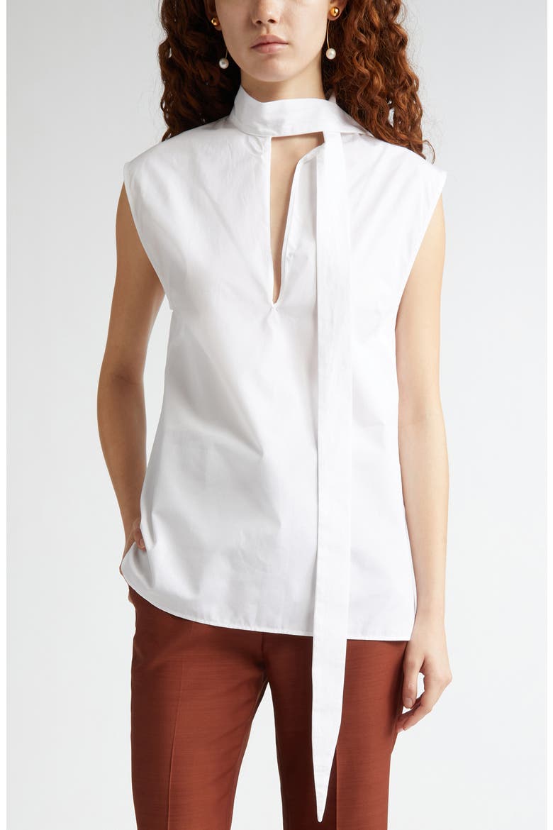 Organic Cotton Scarf Top, Main, color, WHITE